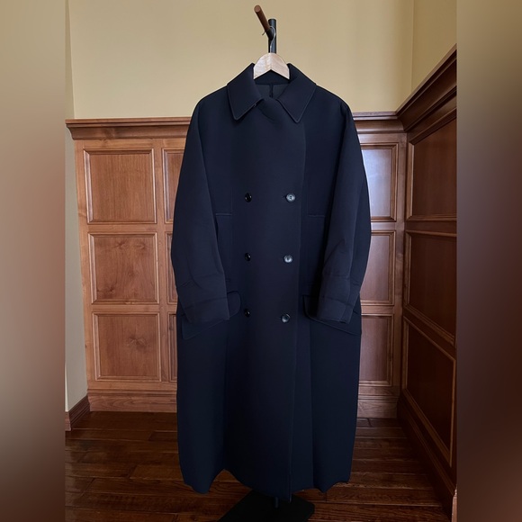 Toga Archives Coat Double-Breasted Neoprene Navy Size 10 US (40 French) - Picture 9 of 16